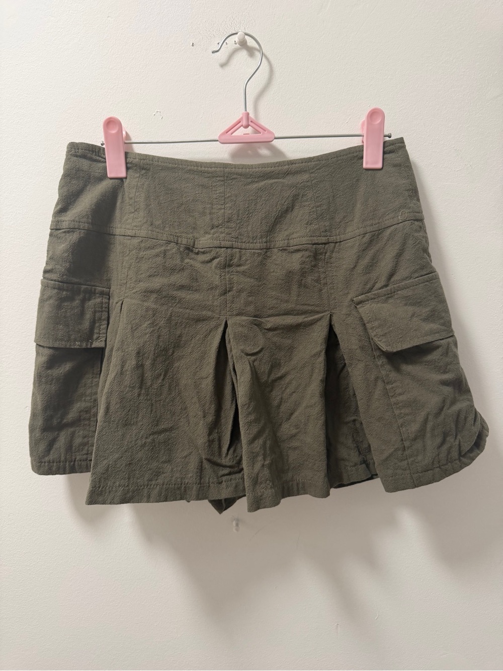 KIRIOUS Los Angeles Olive Green Cargo Skort Y2K Utility Mini Skirt Shorts S